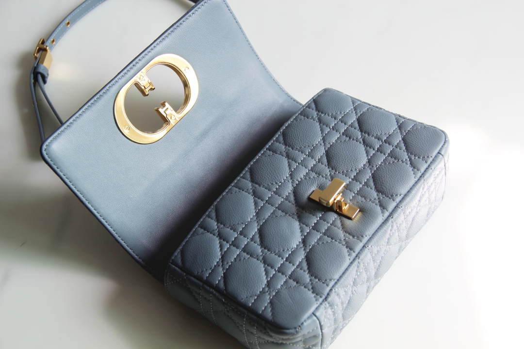 Small Dior Caro Bag Sky Blue Supple Cannage Calfskin